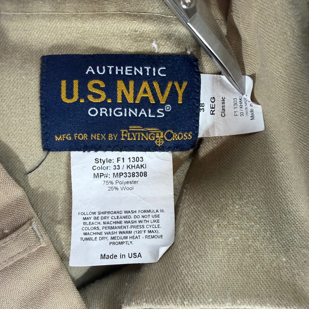 Flying Cross US Navy Pants Men's Size 38x32 Khaki Dress Trousers - Picture 4 of 6